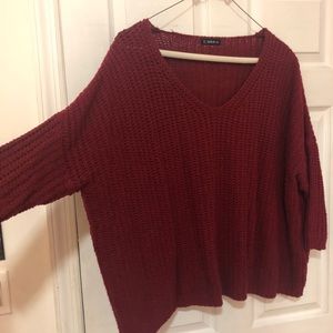 Red chunky knit sweater